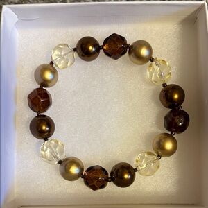 Elegant Brown and Gold Beaded Bracelet